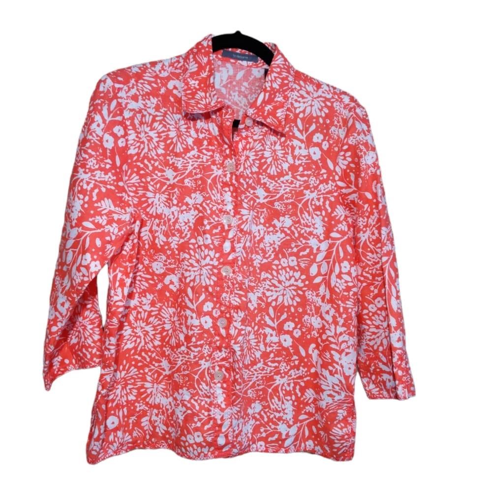 Liz Claiborne floral linen shirt